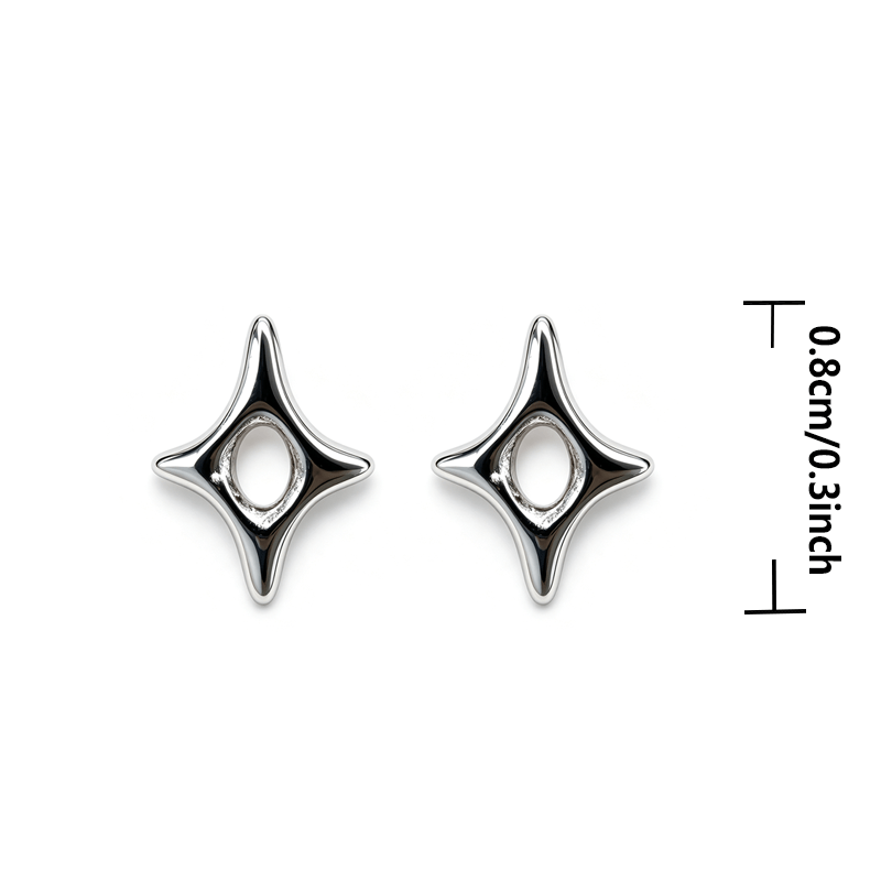 Stylish Circular Openwork Stud Earrings with Star Design